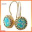 Một thế giới| Vintage Nữ Nhiều Màu Tròn Giả Opal Khắc Tòn Ten Móc Bông Tai Trang Sức