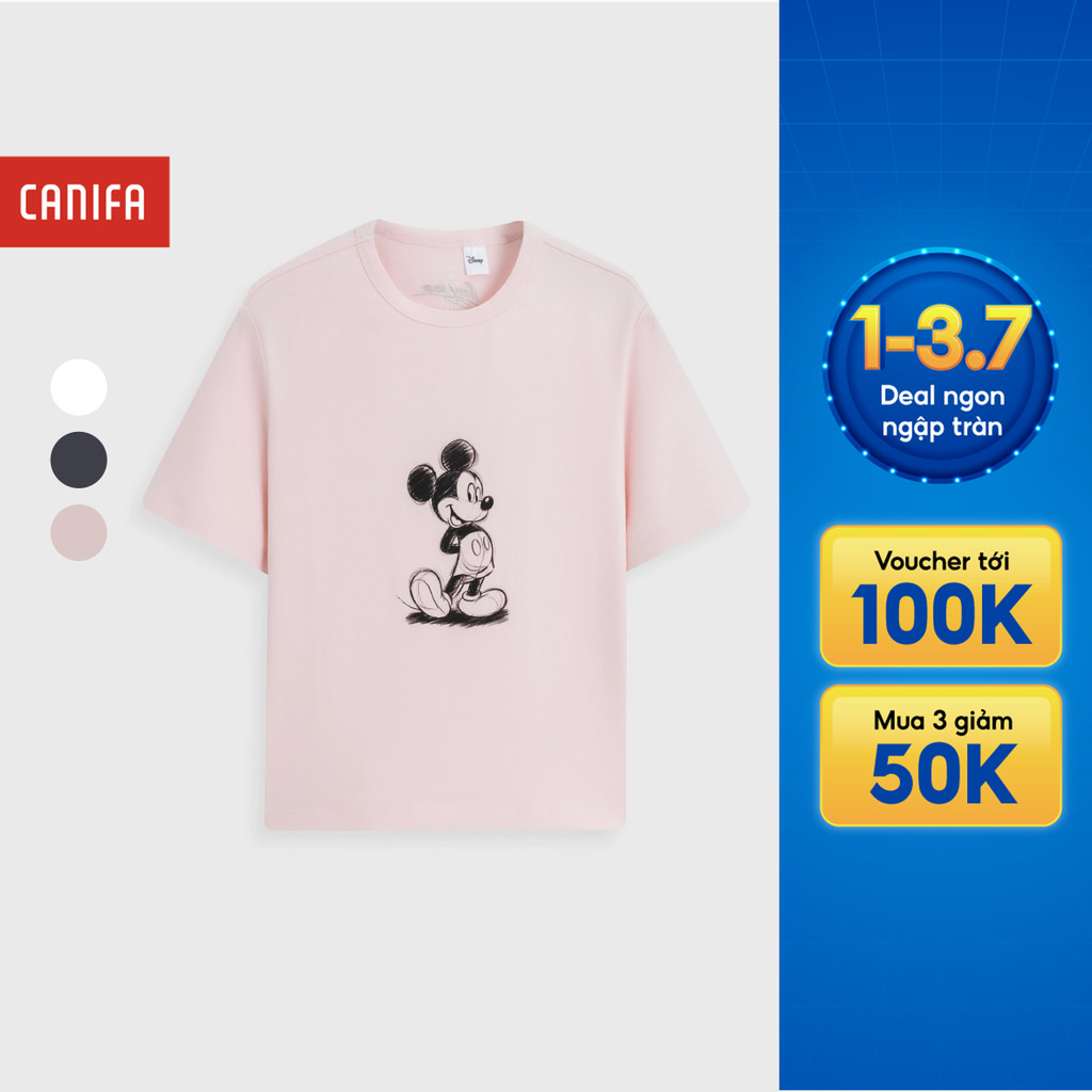 Áo phông nữ CANIFA áo thun cộc tay chất cotton pha mềm mịn co giãn 6TS26S003