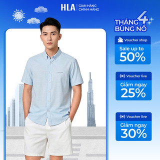 [HỎA TỐC 4H] Áo Sơ Mi Tay Ngắn Nam Xanh Nhạt HLA - Vải Cotton Mix Poly Cao Cấp, Mềm Mịn, Đứng Form
