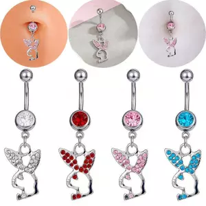 Thép không gỉ Rốn Xuyên Bướm Pha Lê Tòn Ten Bụng Nút Nhẫn Không Gây Dị Ứng Trang Sức Cơ Thể Cho Đồ Bơi Mùa Hè VN