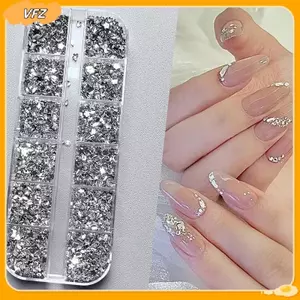 VFZ 12 Lưới / Hộp Móng Tay Nghệ Thuật Đa Hình Dạng Flat Ba Pha Lê Pha Lê Dazzling Strass Đầu Làm Móng Tay 3d Trang Trí Louislifecool