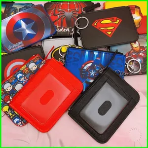 HT3 Người Nhện Batman Người Sắt Siêu Nhân Captain America Hoạt Hình Thẻ Tay Áo Ngực Thẻ Có Móc Khóa Túi Đựng Thẻ Ví TH