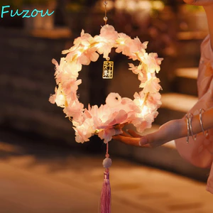 Đèn lồng lễ hội trung thu FUJIZOU, Đèn lồng thỏ hoa PVC, Đèn lồng hoa sen phát sáng hoạt hình Kawaii
