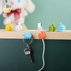 20 Chiếc Giá Đỡ Cao Su Hình Tay Silicon Ngón Tay Cái Móc Treo Tường Quản Lý Cáp Dây Tổ Chức Móc Treo Tường Đa Năng Móc ELWW