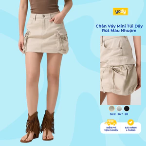 Chân Váy YODY Chữ A, kiểu dáng Mini Túi Dây Rút Màu Nhuộm TRA - WYSK25S013