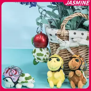 JASMINE Kawaii Mũ Bảo Hiểm Rùa Biển Móc Khóa Động Vật Dễ Thương Sang Trọng Móc Chìa Khóa Điện Thoại Di Động Quyến Rũ Túi Ô Tô Mặt Dây Chuyền Đồ Chơi Trẻ Em Quà Tặng JASMINE