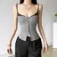 Mùa hè 2026 Retro Haze Xám Ren Khâu Áo yếm Ngực eo hẹp Slim-fit Slimer Look Hot Girl Niche Áo không tay