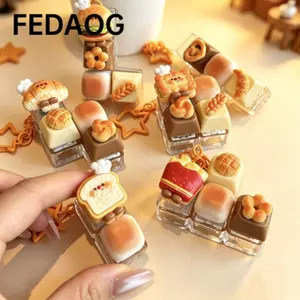 Mặt dây chuyền móc khóa bàn phím FEDAOG, Móc khóa bánh mì hoạt hình Hanbarger Khoai tây chiên kiểu Pháp, Nhựa sáng tạo với đồ chơi thực phẩm nhẹ Móc khóa đồ chơi dành cho người lớn
