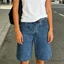 MAPLEPOET-Nữ Rời Phù Hợp Với Quần Short Denim Zip Bay Có Nút Đóng Chiều Dài Đầu Gối Quần Short Bermuda Để Mặc Hàng Ngày