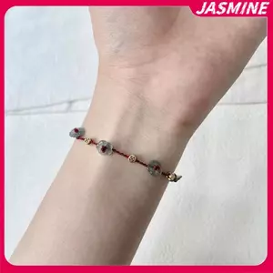 JASMINE Phong Cách Trung Hoa Đơn Giản Đường Đỏ Luy Vòng Tay Hoa Đính Hạt Vòng Tay Nữ Handmade Dây Vòng Tay Trang Sức JASMINE