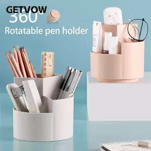 Hộp đựng bút GETVOW, Hộp đựng bút xoay bằng nhựa, Hộp văn phòng phẩm dung tích lớn đa chức năng gia đình