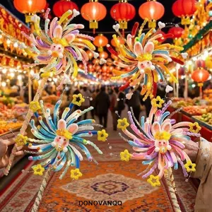 Đèn lồng xoay phát sáng DONOVANQQ, Đèn lồng thỏ cối xay gió chưa hoàn thiện cầm tay, Gậy Twister sáng tạo Phim hoạt hình đầy màu sắc Đèn lồng lễ hội trung thu Lễ hội mùa xuân