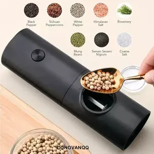 DONOVANQQ 1 / 2 Máy Xay Gia Vị, Máy Xay Muối Và Tiêu Điện Thân Xe Mini Nhẹ Có Thể Điều Chỉnh, Lõi Mài Gốm Có Thể Sạc Lại Tích Hợp Máy Xay Tiêu Đen Ánh Sáng Mềm
