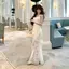 Tính khí Pure Desire Style Váy ren không đều Nữ mùa hè eo hẹp thon gọn hơn Phong cách kỳ nghỉ Váy dài phủ hông