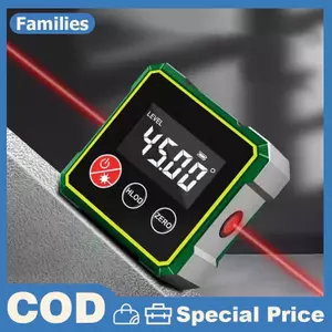 360° Công cụ tìm góc kỹ thuật số từ tính với thước đo Laser điện tử Type-C Sạc LCD Công cụ đo lường điện tử
