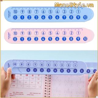 Thước trừ MONOSTYLE, Thước phân giải toán học bằng nhựa màu hồng / xanh, Trình diễn giảng dạy di động bền bỉ trong vòng 20 thước cộng Đồ dùng học tập