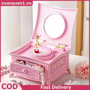 XUAN Cổ Điển Xoay Vũ Công Ballerina Piano Hộp Nhạc Trang Sức Người Tổ Chức Ballerina Gió Lên Hộp Nhạc Lưu Trữ Người Tổ Chức Có Gương VN