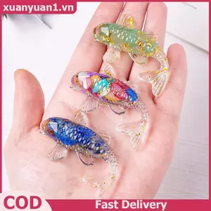 XUAN Đá Pha Lê Sỏi Luy Koi Cá Hình Nhựa Mini Thạch Anh Lạ Mắt Cá Chép Tượng Trang Trí Nhà Bàn Làm Việc Trang Trí Quà Tặng VN