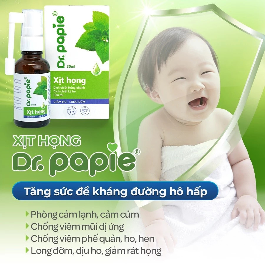 [Live] Xịt Họng Giảm Ho Chiết Xuất Húng Chanh Thảo Dược Tăng Đề Kháng Khoẻ Hô Hấp Dr.Papie 30ml
