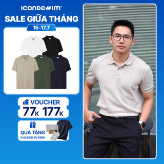 Áo Polo Nam ICONDENIM Trơn ICONDENIM, vải thun cá sấu, thấm hút mồ hôi, chống nhăn, form regular PLID0144