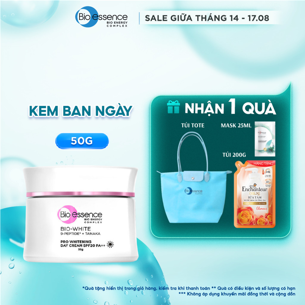 Kem dưỡng trắng da ban ngày cho da sáng mịn rạng rỡ Bio essence Bio-White Pro Whitening SPF20 PA++ 50g