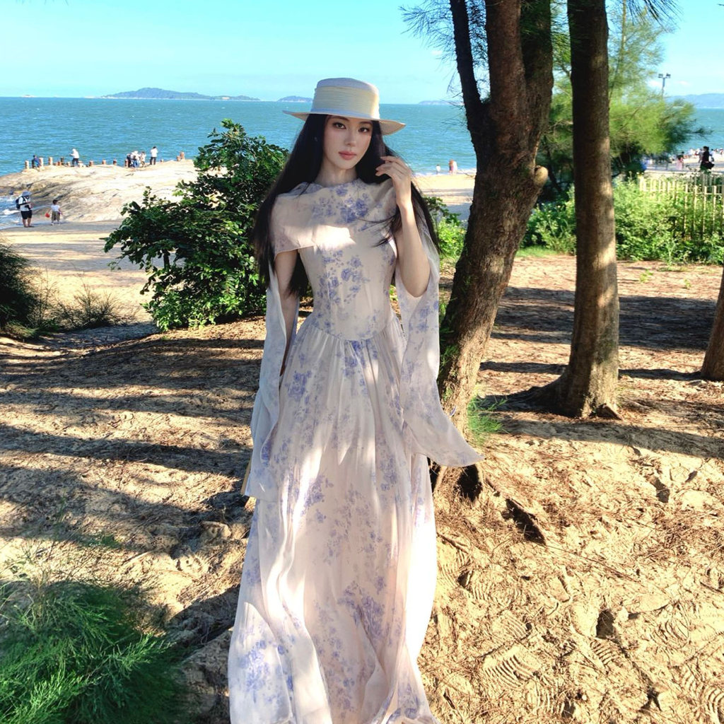 Đầm maxi hoa tím kiêu sa ngọt ngào