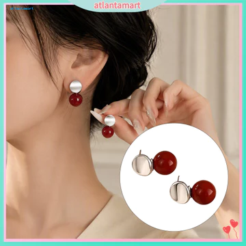COD| Trang Sức Bạc Thanh Lịch Cho Nữ Hạt Tòn Ten Bông Tai 1 Đôi Hạt Tròn Bông Tai Dành Cho Nữ Tối Giản Đĩa Bạc Trang Sức Nhẹ Sang Trọng Mặc Cho Đông Nam
