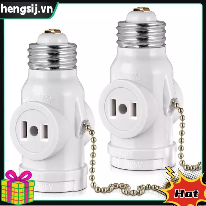 Bộ chuyển đổi ổ cắm đèn 2 ổ cắm, ổ cắm bóng đèn E26 sang bộ chia ổ cắm, chuyển đổi ổ cắm vít trung bình thành ổ cắm 2 ổ cắm 2 cái