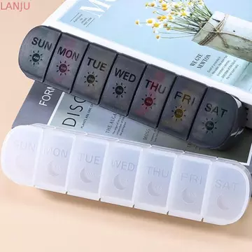 Hộp đựng máy tính bảng hộp đựng thuốc hàng tuần LANJU, Hộp đựng thuốc Vitamin hai lớp 14 lưới, Hộp đựng thuốc bền chống rò rỉ Hộp đựng thuốc 7 ngày cho bé trai / bé gái