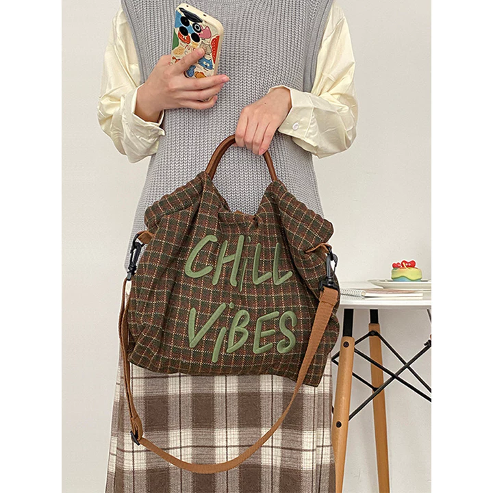 túi xách đeo chéo nữ túi tote công sở Túi đeo chéo Maillard mẫu mới thu đông túi xách tay len cổ điển dễ phối đồ cỡ lớn cho nữ túi tote thích hợp – 3