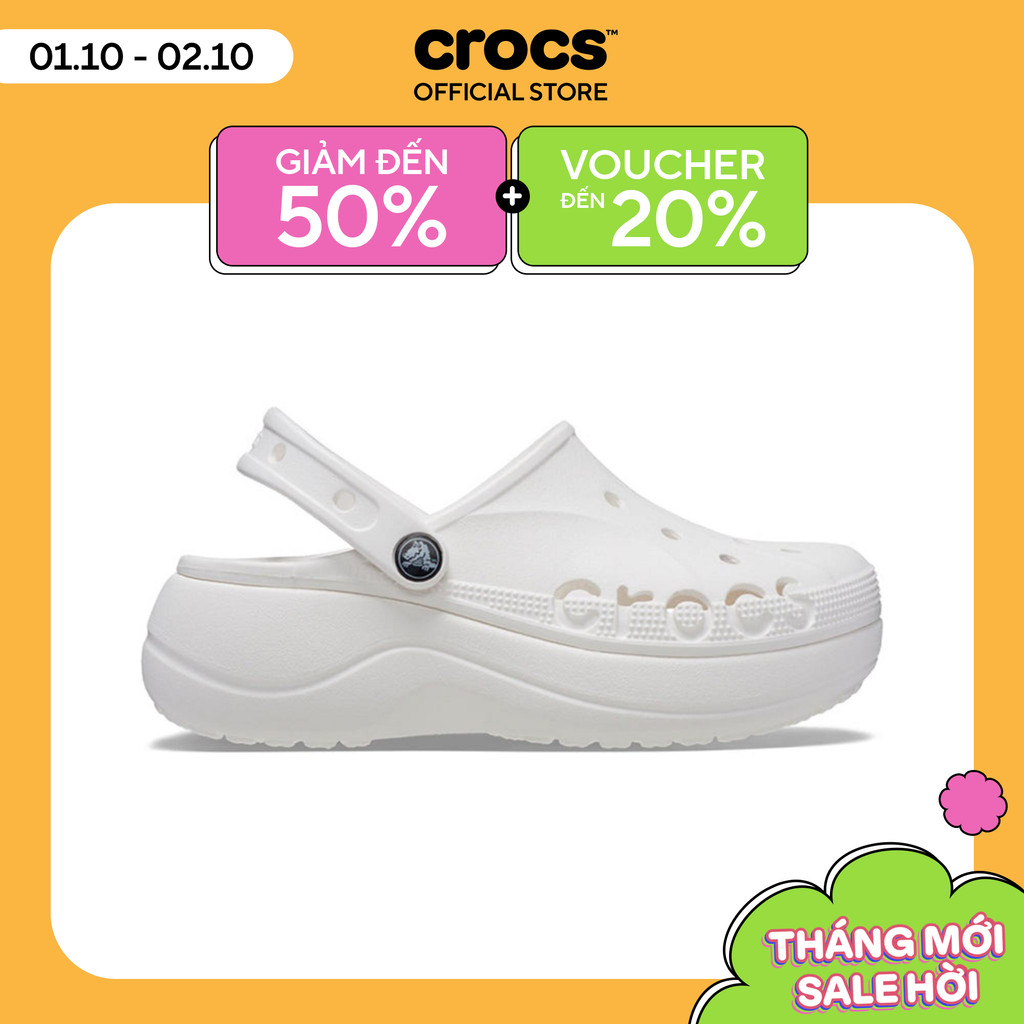 Giày Clog Nữ Crocs Baya Platform - White - 208186-100