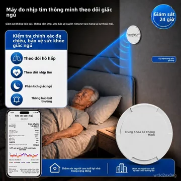 Máy theo dõi giấc ngủ radar sóng milimet 24h đo nhịp thở nhịp tim báo cáo giấc ngủ người già chính xác