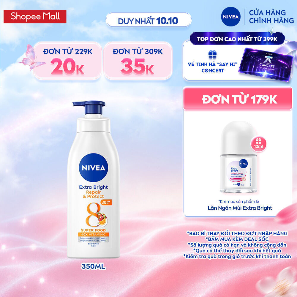 Sữa Dưỡng Thể NIVEA Extra Bright Dưỡng Da Sáng Mịn Sau 7 Ngày 350ml -  88311/98413/98412