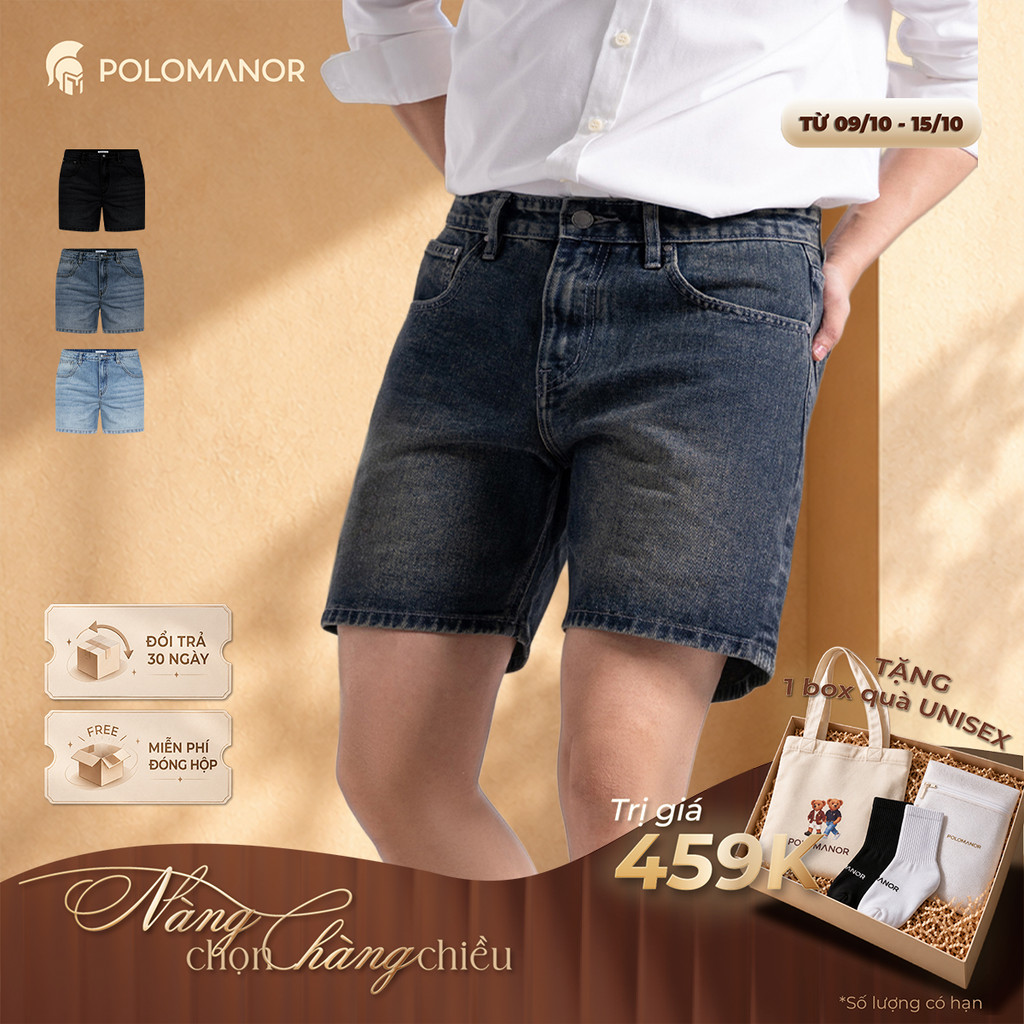 [GIÁ CHỈ CÓ TRÊN LIVE]  Quần short nam, Chất liệu Jean Cao Cấp, Form Regular thoải mái, linh hoạt - POLOMANOR
