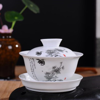 12cm 125ml Kính Xanh Trắng Nhà Để Xe Bát Trà Lớn Kung Fu Bộ Trà Gốm Sancai Garage Bát Có Thể Set COZY