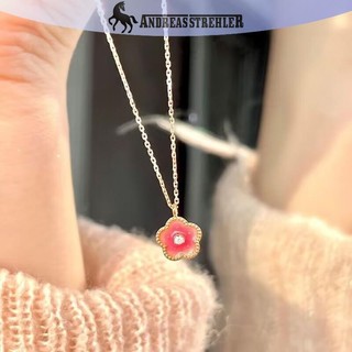 Onetimingfine Hoa Đào Vòng Cổ Mặt Dây Chuyền Hoa Hồng Ngọt Ngào Dễ Thương Cổ Dây Xích Sáng Bóng Zircon Xương Đòn Dây Xích Dành Cho Nữ Trang Sức Thời Trang Quà Tặng VN