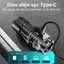 TOOLIX-Đèn pin cầm tay mini siêu sáng chiếu xa, pin trâu, 5 chế độ sáng, đèn pin mini cầm tay có móc gài tiện dụng
