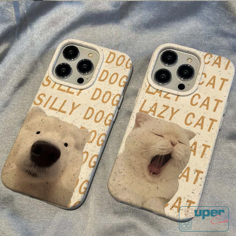 Ốp Lưng Tương Thích Cho IPhone 16 17 11 15 13 14 12 Pro Max Air XR X XS Max 16 17 7 13 12 Pro 16 8 14 15 6s Plus SE 2020 Cặp Đôi Hoạt Hình Dễ Thương Chó Con Mèo Bảng Chữ Cái Doodle Bìa mềm