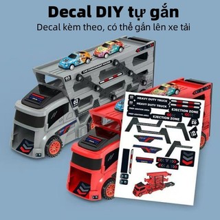 Ô Tô đồ Chơi Xe Tải 3 Tầng Kèm 6 Xe đua Nhỏ,Chất Liệu Nhựa ABS,Đường đua Có Thể Gấp Lại,Quà Sinh Nhật Cho Bé Trai