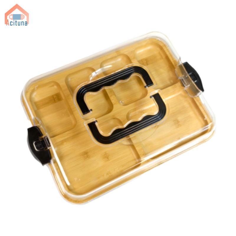 Tre Phô Mai Ban Ngăn Đựng Đồ Ăn Nhẹ Có Thể Tái Sử Dụng Nắp Tre Hộp Dã Ngoại Tre Khay Cho Tiệc Sinh Nhật