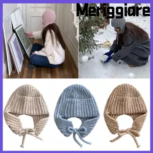 Mũ dệt kim MERIGGIARE, Mũ mùa đông siêu mềm dày, Bông tai mềm lót lông cừu thời trang ấm áp Mũ beanie mùa đông