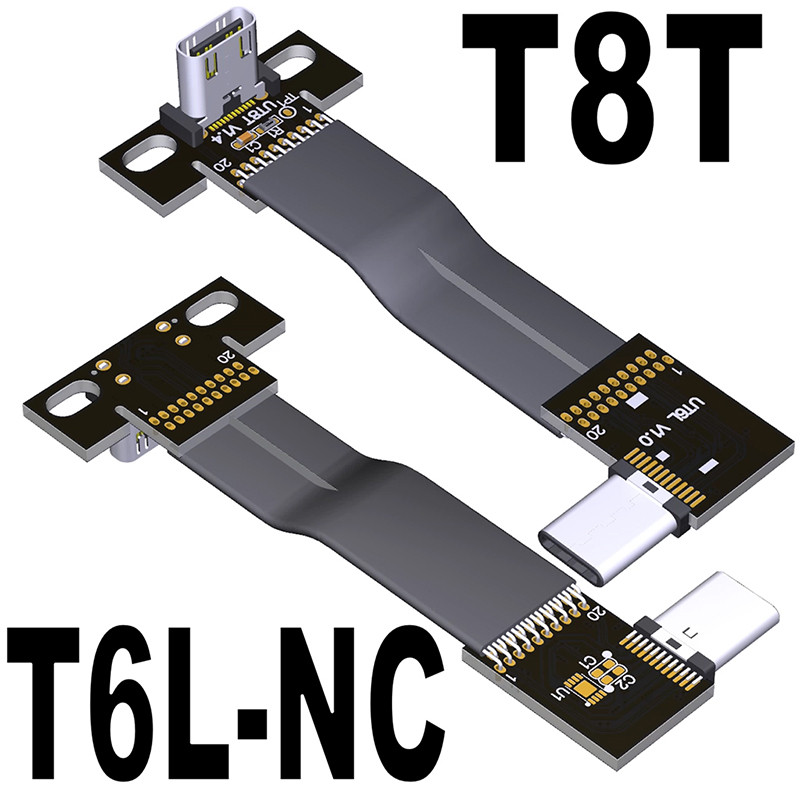ADT-Link USB 3.2 Type C Nam Sang Type C Nữ Cáp phẳng Gen2x2 20Gbps 10Gbps Bộ mở rộng 90 độ có thể gập lại