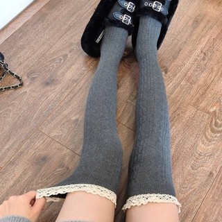 Tất NICOLOO Gothic, Tất Dài Chất Liệu Cotton Tất Đầu Gối, Ren Gợi Cảm Ấm Áp JK Quần Nữ Bé Gái