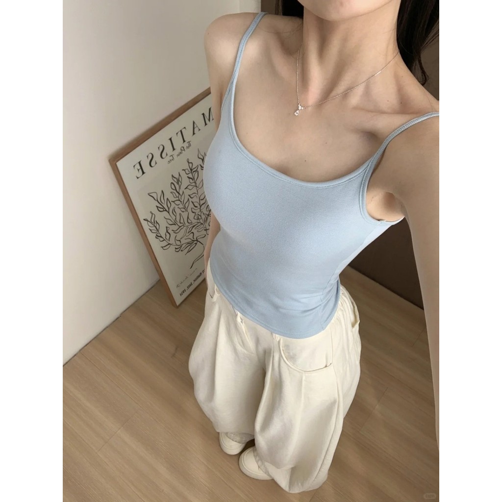[Tặng Cột Tóc] Áo Hai Dây Nữ Basic Ôm Body Chiết Eo Mềm Mỏng Mát Nhiều Màu Co Giãn 4 Chiều_A571