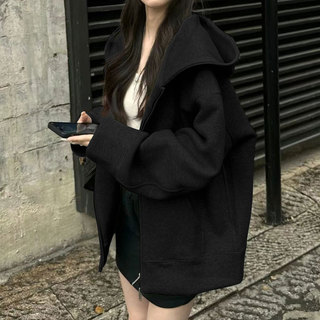 áo khoác hoodie zip nữ xám tiêu girl phố form rộng áo tay dài mùa đông eleclassm