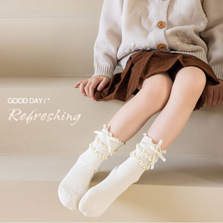 Vớ bé gái thắt nơ dễ thương – Tất cotton công chúa phong cách Hàn Quốc, viền bèo xinh xắn