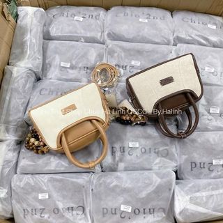 Túi Chio Dáng Hộp Quai Vòm Đeo Chéo Phối Màu Charm Chùm Hạt HS278