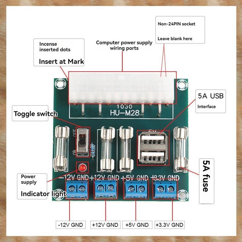 [S Z] -M28W ATX Power Board Mô-đun chuyển đổi nguồn cung cấp máy tính 24Pin 5A Giao diện USB cho máy tính để bàn PC có vỏ