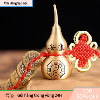 [vạn]Dây Xu Hồ Lô Bằng Đồng Phong Thủy Gắn Dây Tiền Ngũ Đế Treo Đối Cửa Hồ Lô Bát Quái Bằng Đồng Tặng Kèm Gói Bột Chu sa