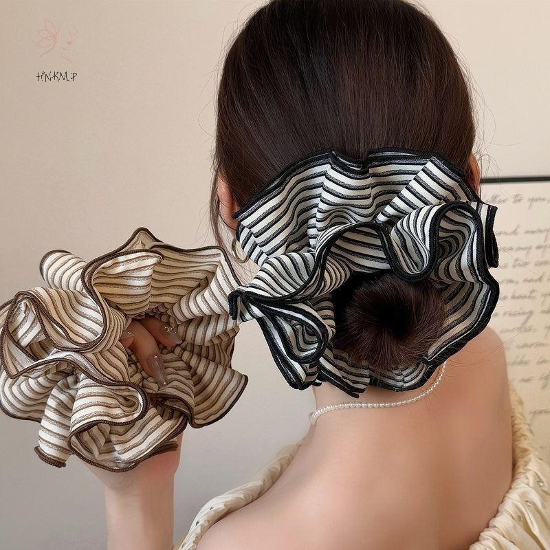 Scrunchies Vintage Kẻ Sọc - Phụ Kiện Tóc Thanh Lịch Cho Đuôi Ngựa